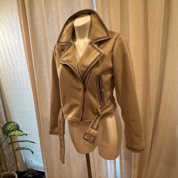 Zara Cropped Jacket sz S Tan and Black Sparkle Jacket - Picture 12 of 12